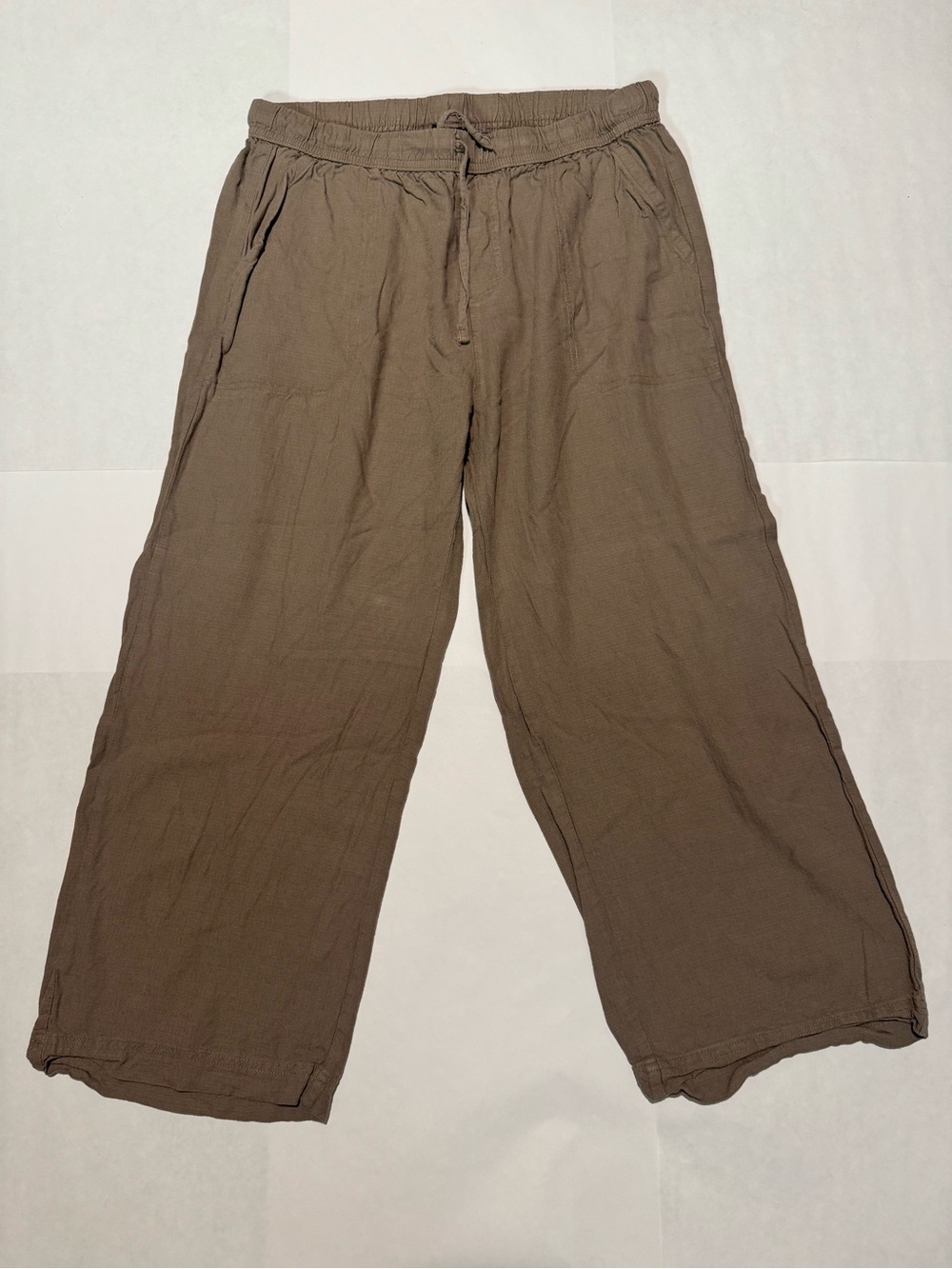Splendid Relaxed Wide-Leg Drawstring Pants in Taupe Brown